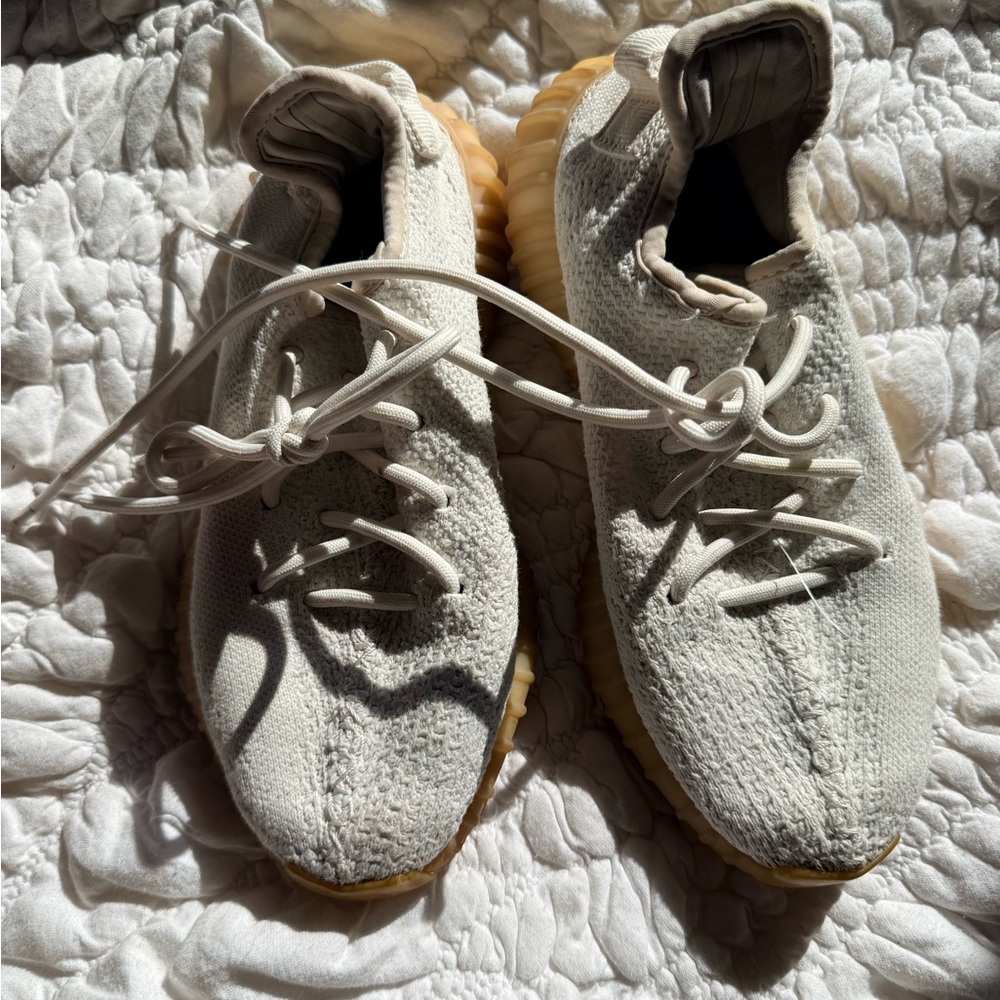 White Yeezy with Gum Sole